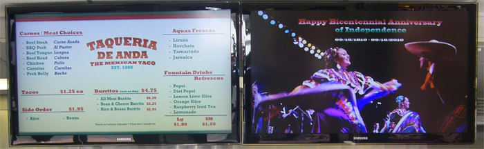 Restaurant Menu Board displaying Event News